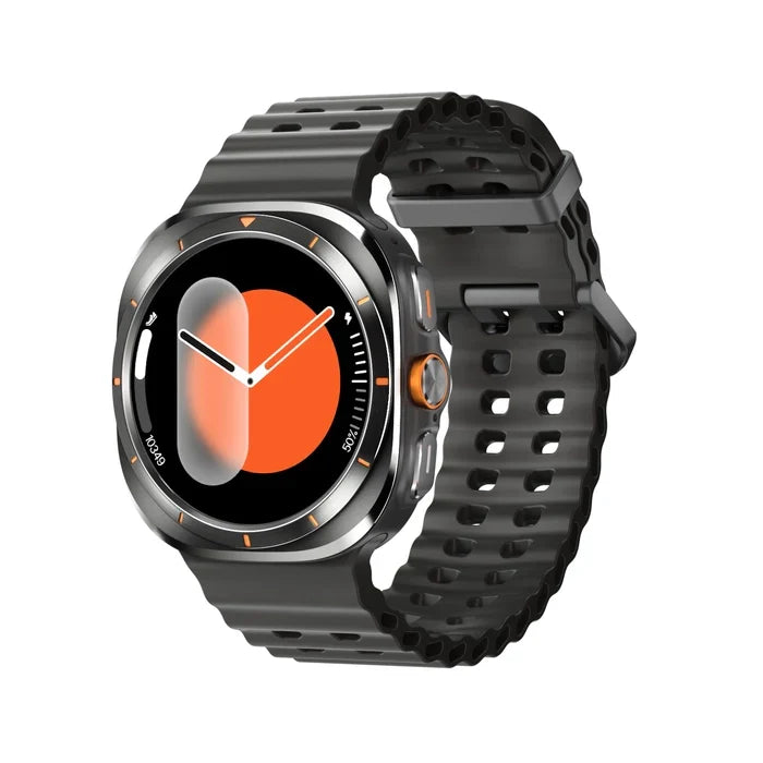 Samsung Smart Watch Ultra Black Edition by ELLORA TECH with a sleek black strap and digital display.