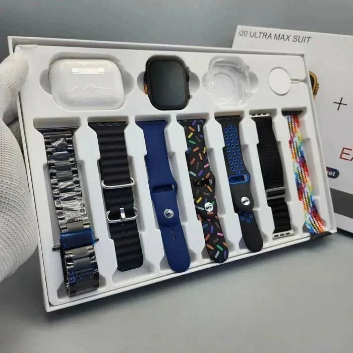 I20 Ultra Max Suit Smartwatch, 10 in 1 Set with AirPods 2, 2.3 - Inch Display - My Store
