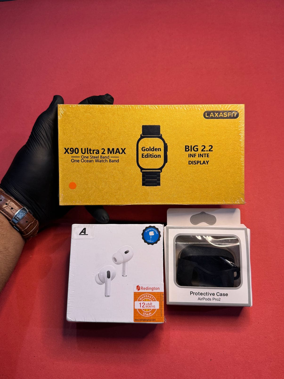 X90 Ultra 2 Golden Watch + Airpods Pro 2 [ANC + Buzzer Active!] - My Store