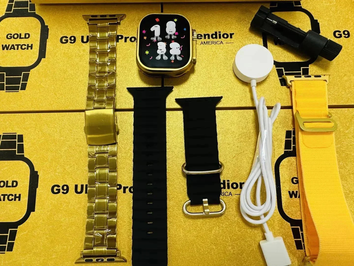X90 Ultra 2 Golden Watch + Airpods Pro 2 [ANC + Buzzer Active!] - My Store