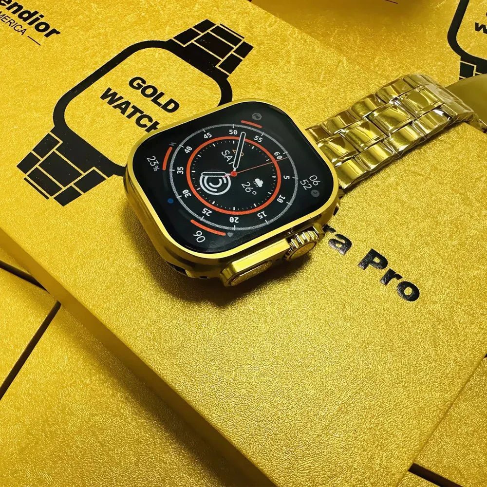 X90 Ultra 2 Golden Watch + Airpods Pro 2 [ANC + Buzzer Active!] - My Store